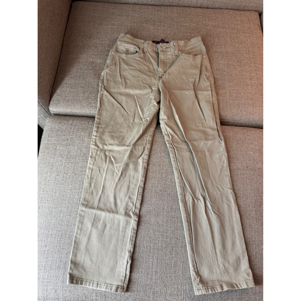 Gloria Vanderbilt Amanda High Rise Straight Leg Jeans Khaki Sage Green 29x26.5